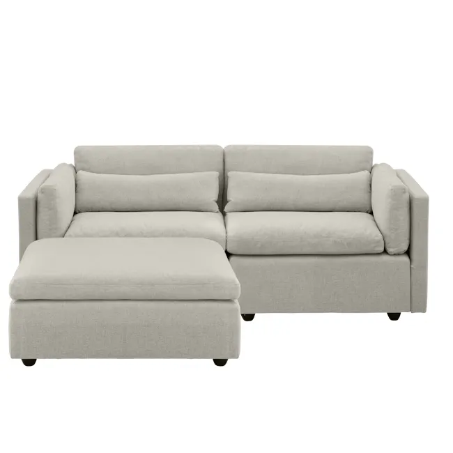 Liam Left Arm Unit - Ivory (Fabric) - 4 - Modern minimalist sofa, light gray fabric, comfortable cushions, sleek design