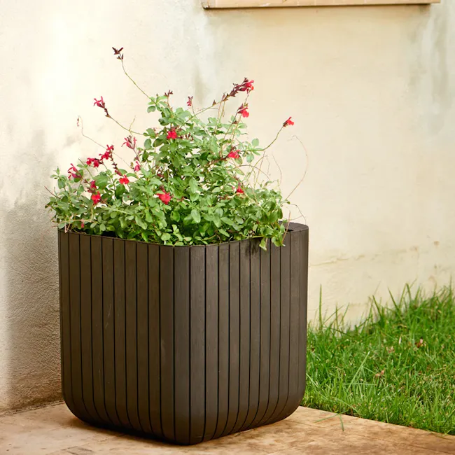 Cube Floor Planter Wood - Brown - 2