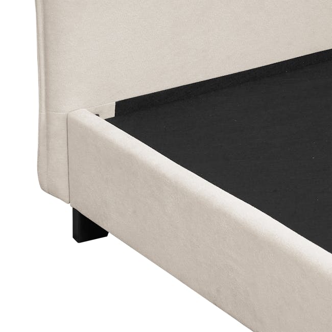 Arthur Single Divan Bed - Acru (Fabric) - 5 - Cream fabric sofa, black accent, geometric design, modern furniture