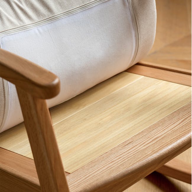 Kusa Rocking Lounge Chair with Ottoman - 10 - Light wood chair, wooden frame, natural wood texture, soft cushion, ergonomic