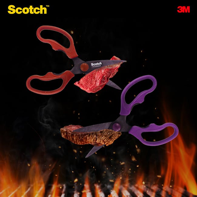 Scotch Detachable Titanium Kitchen Scissors - Purple - 10 - Scotch™, Fire, Steak, Meat, Cutting, Sausage