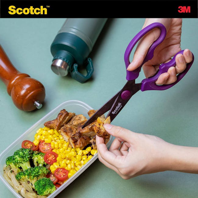 Scotch Detachable Titanium Kitchen Scissors - Purple - 3 - 3M Scotch™ cutting board, food preparation, meal prep, cutting