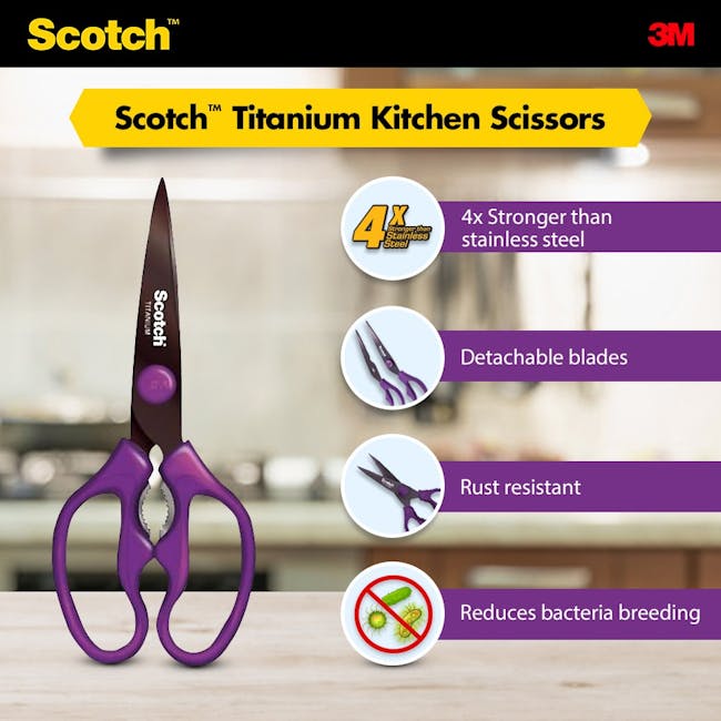 Scotch Detachable Titanium Kitchen Scissors - Purple - 7