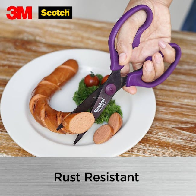 Scotch Detachable Titanium Kitchen Scissors - Purple - 6 - 3M Scotch, Rust Resistant, Cutting board, Cutting tool, Cutting