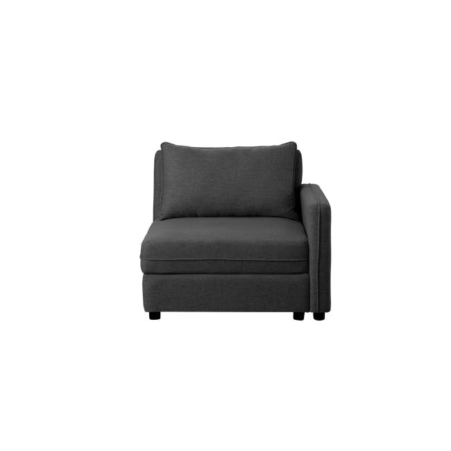 Cameron Right Storage Arm Unit - Orion (Fabric) - 1 - Modern gray upholstered armchair, minimalist design, comfortable