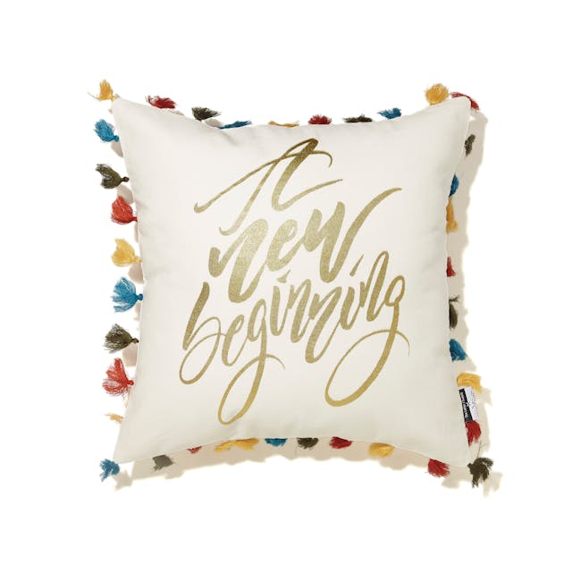 A New Beginning Cushion Cover - Gold Wording - 0