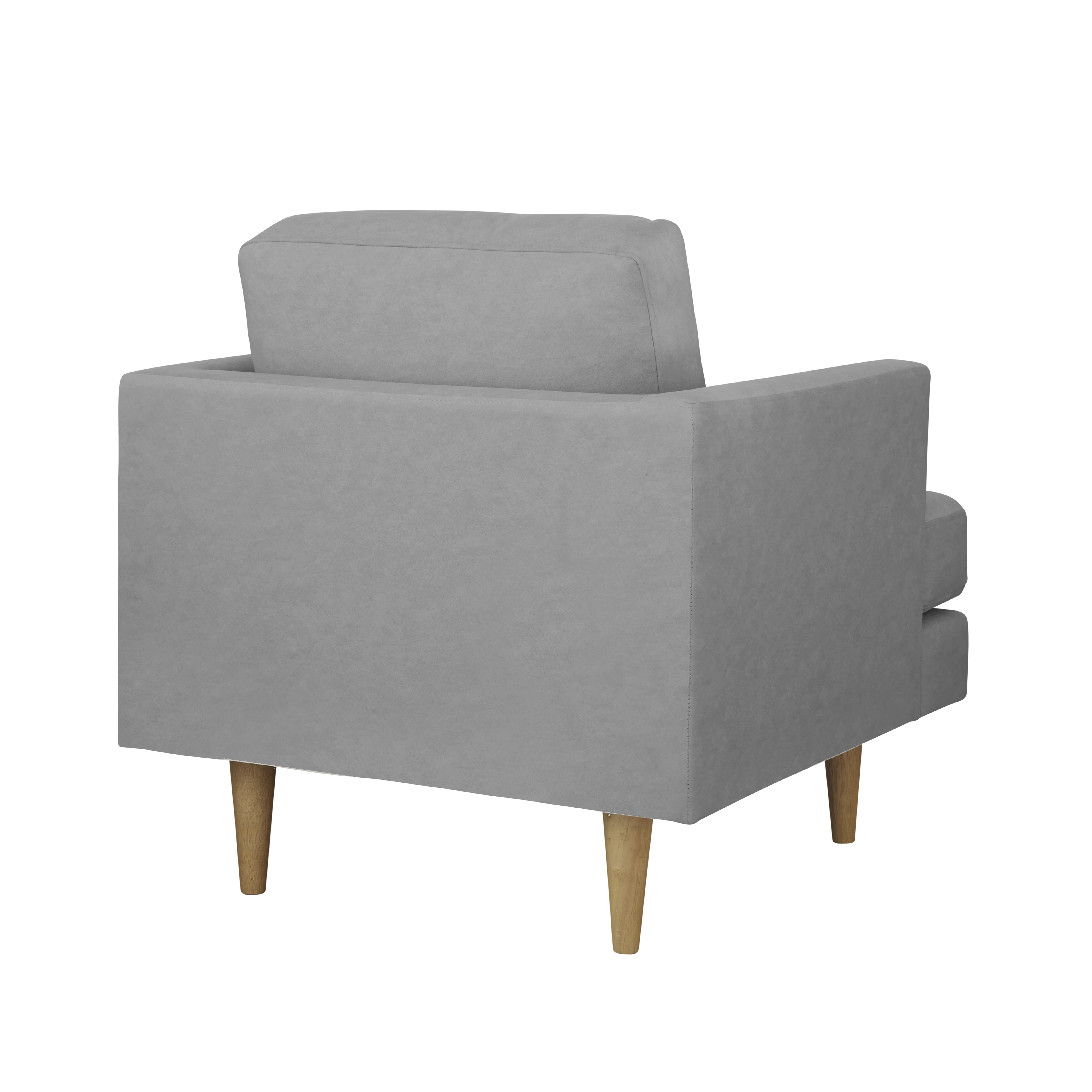 Soma 3 Seater Sofa with Soma Armchair - Grey (Scratch Resistant) - 11 - Grey upholstered armchair, minimalist design, soft