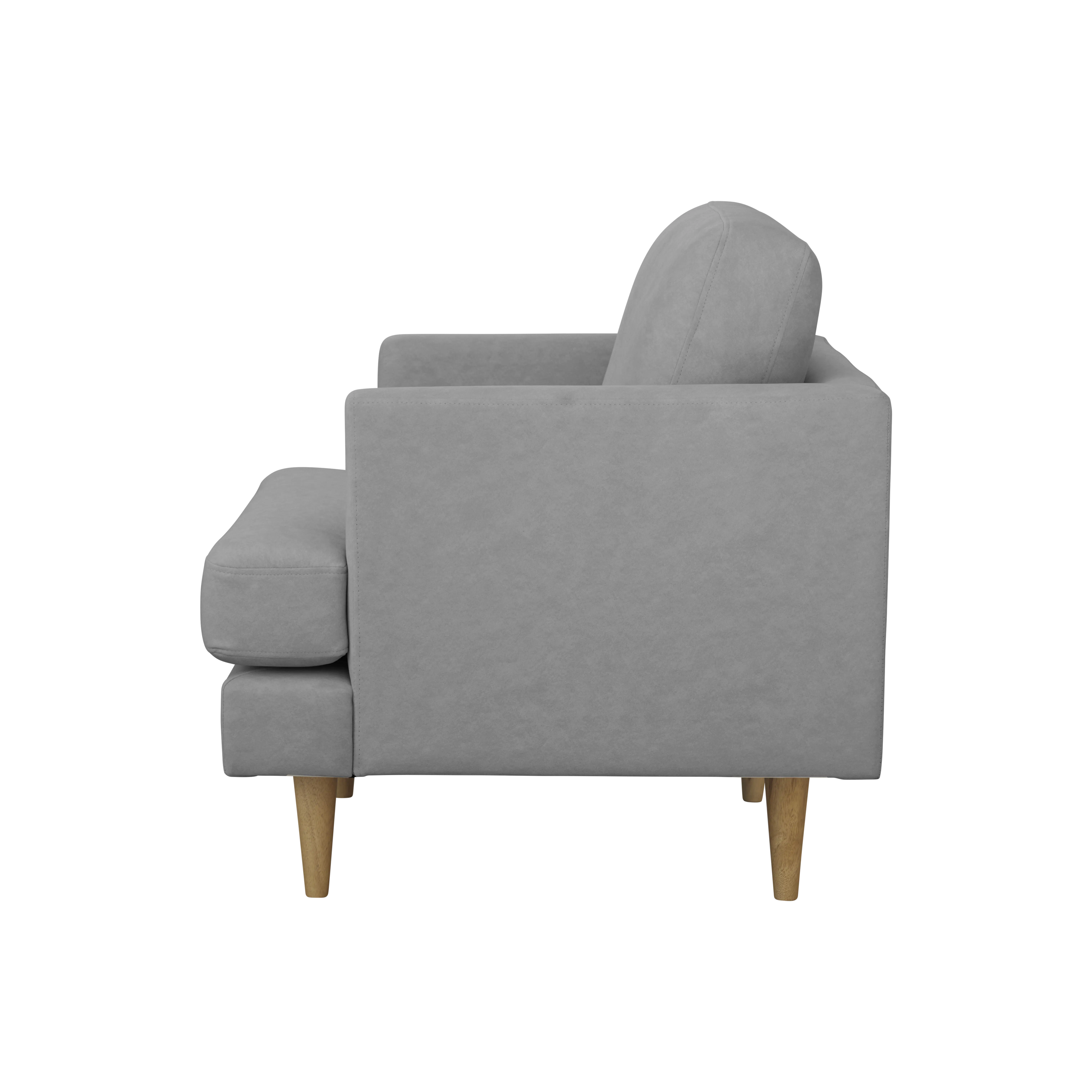 Soma 3 Seater Sofa with Soma Armchair - Grey (Scratch Resistant) - 12 - Grey upholstered armchair, modern design