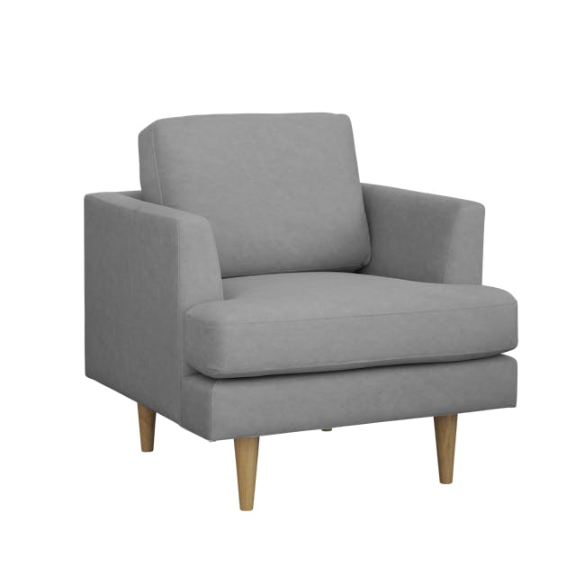 Soma 3 Seater Sofa with Soma Armchair - Grey (Scratch Resistant) - 13 - Grey upholstered armchair, modern design, plush