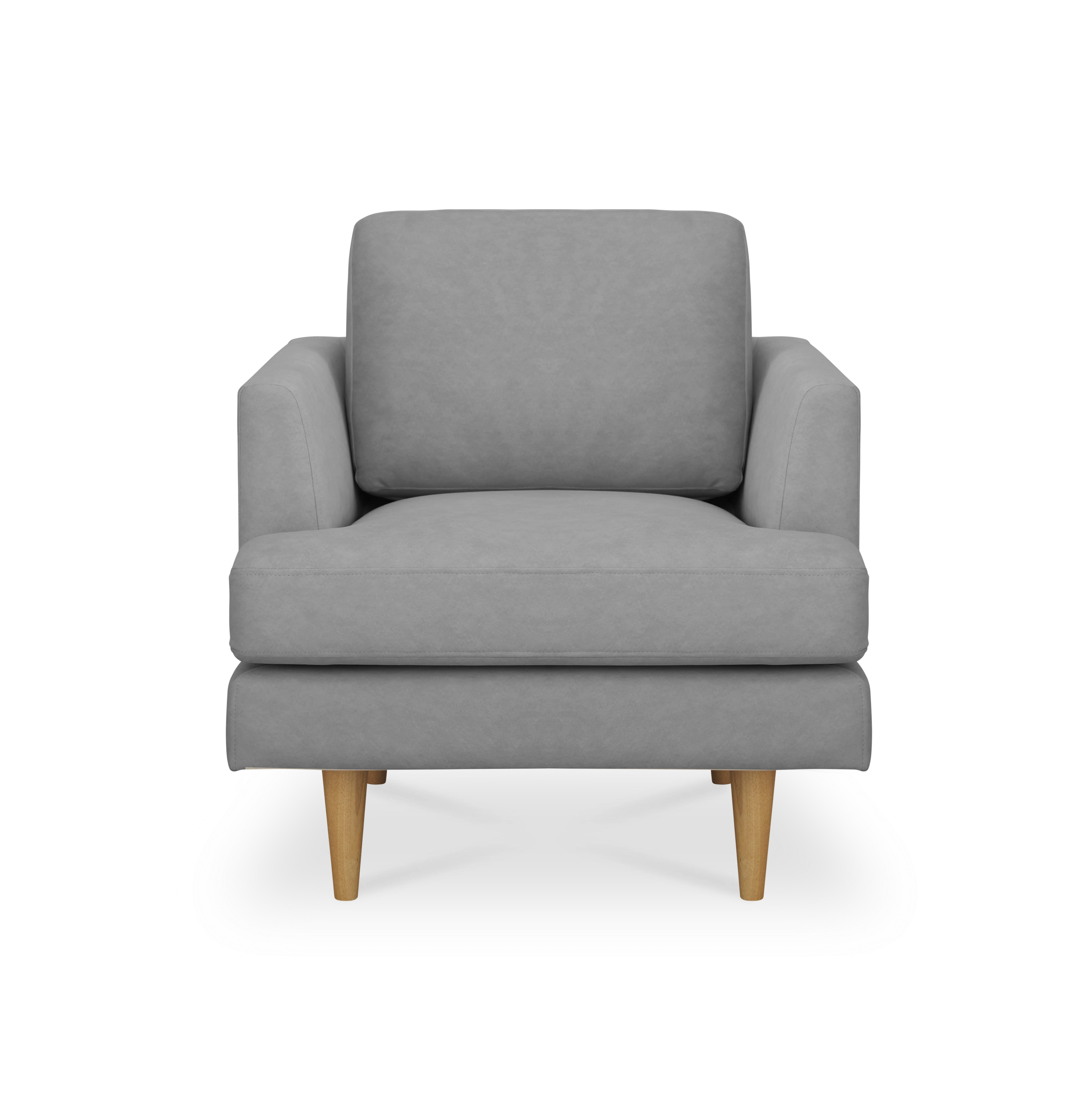 Soma 3 Seater Sofa with Soma Armchair - Grey (Scratch Resistant) - 10 - Grey upholstered armchair, modern design