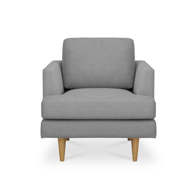 Soma 3 Seater Sofa with Soma Armchair - Grey (Scratch Resistant) - 10 - Grey upholstered armchair, modern design