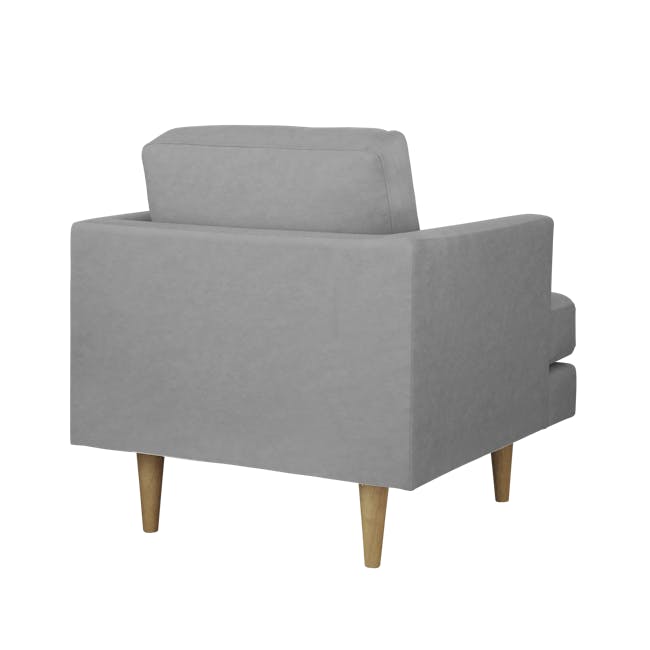 Soma Armchair - Grey (Scratch Resistant) - 4 - Grey upholstered armchair, minimalist design, soft fabric upholstery, wooden