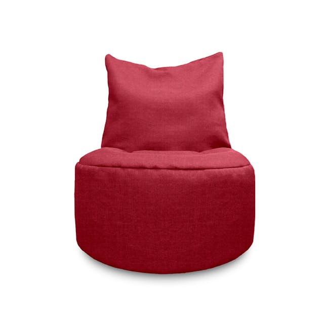 Mee Kids Bean Bag - Red - 1 - Red velvet recliner, modern seating, plush cushion, cozy armchair, minimalist design
