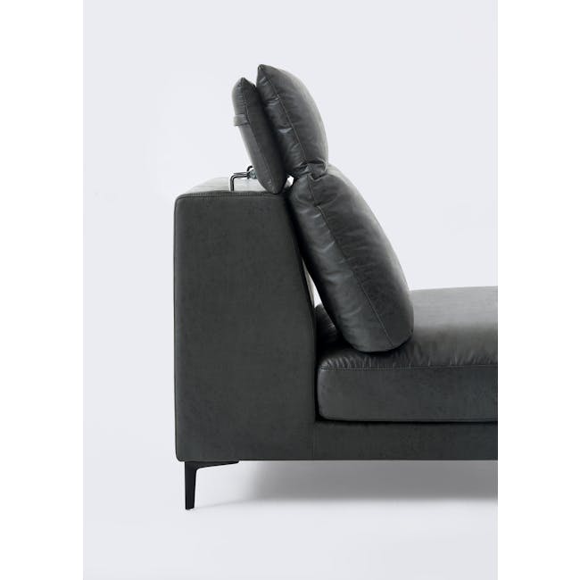 Reuben L-Shaped Sofa - Dark Grey (Adjustable Headrest) - 11
