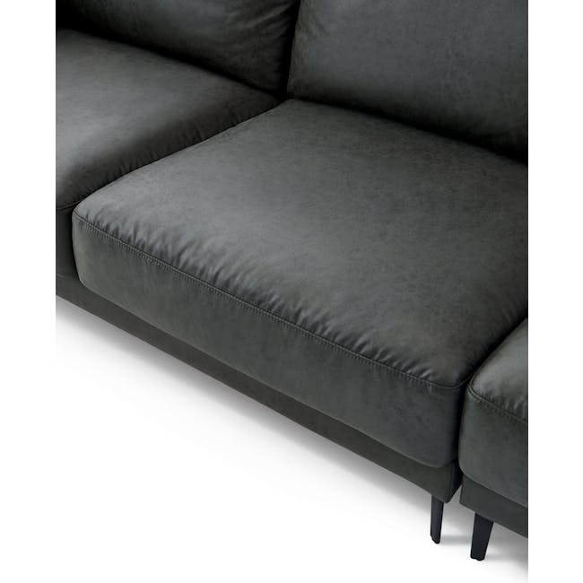 Reuben L-Shaped Sofa - Dark Grey (Adjustable Headrest) - 7