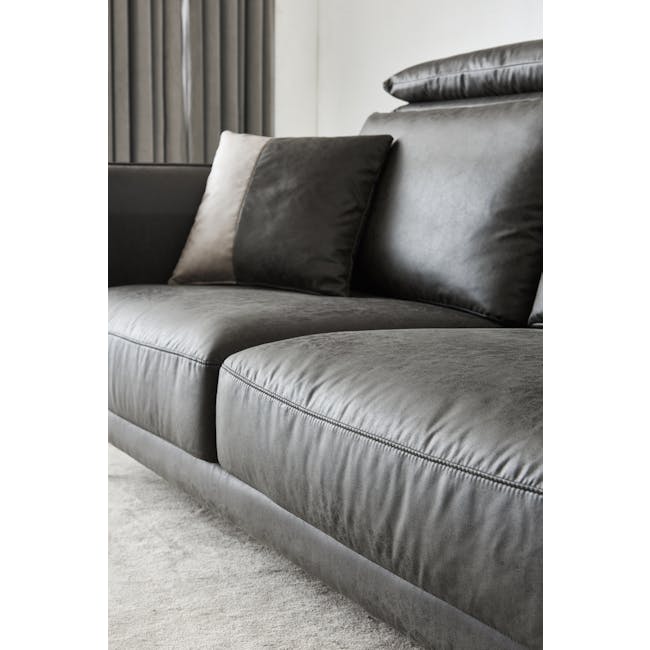 Reuben L-Shaped Sofa - Dark Grey (Adjustable Headrest) - 6