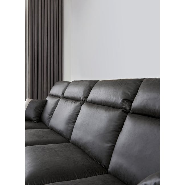 Reuben L-Shaped Sofa - Dark Grey (Adjustable Headrest) - 5