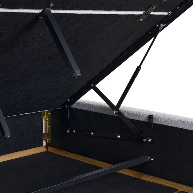 Nova King Storage Bed - White Boucle - 16 - Black acoustic foam panels, metal frame structure, black metal brackets, white
