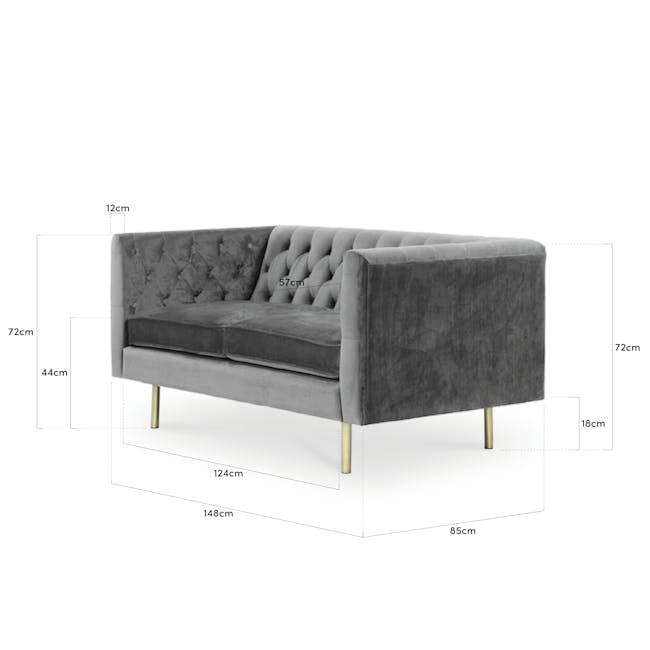 Cadencia 2 Seater Sofa - Anchor Grey (Velvet) - 5