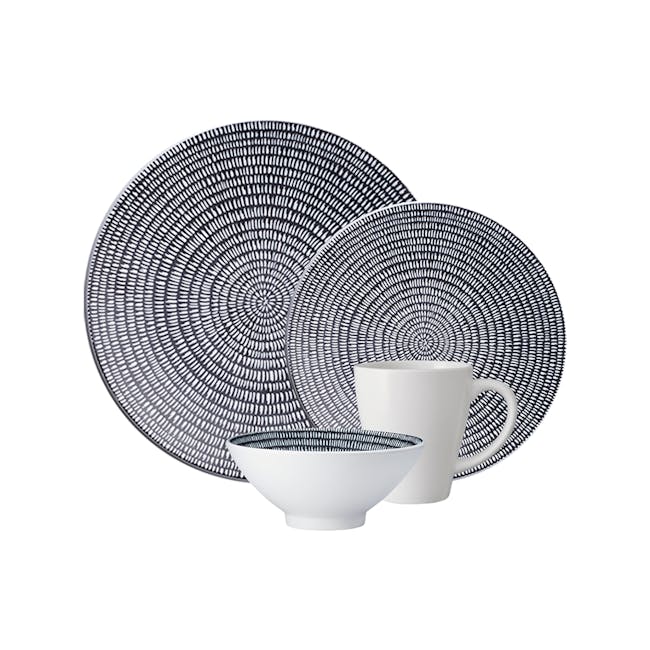 Luzerne Urban 16pcs Dining Set - Storm - 1 - Durable, stylish, modern, geometric, circular, patterned, white, minimalist