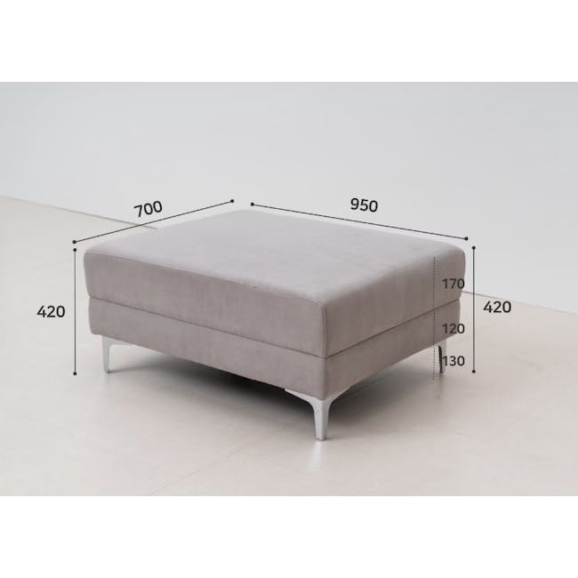 Layla 3 Seater Extended Sofa - Light Grey - 17