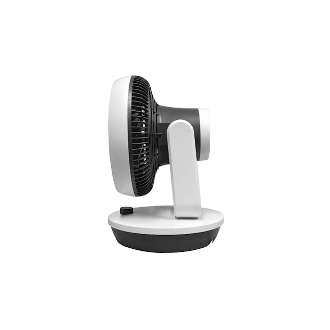 SOUNDTEOH 10 Inch Air Circulator Fan - 10 - Sleek, modern fan with black and white color scheme, Compact, ergonomic design