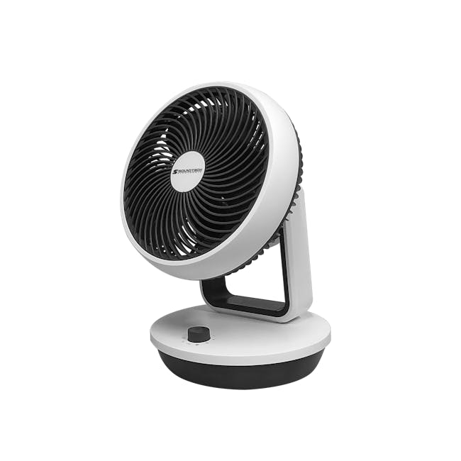 SOUNDTEOH 10 Inch Air Circulator Fan - 9 - Round, electric, ceiling-mounted, black and white, sleek design, adjustable