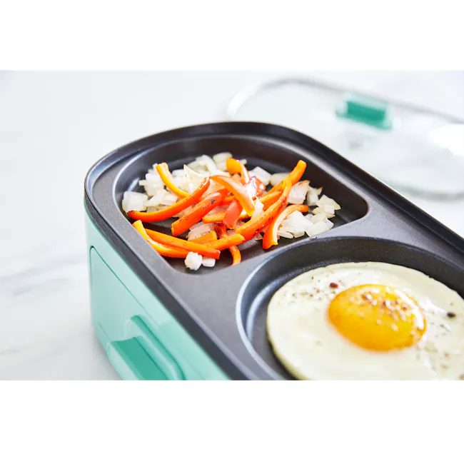GreenChef 3-in-1 Breakfast Maker – Turquoise - 5 - Grilled vegetables, sunny-side-up eggs, cooking tray, colorful