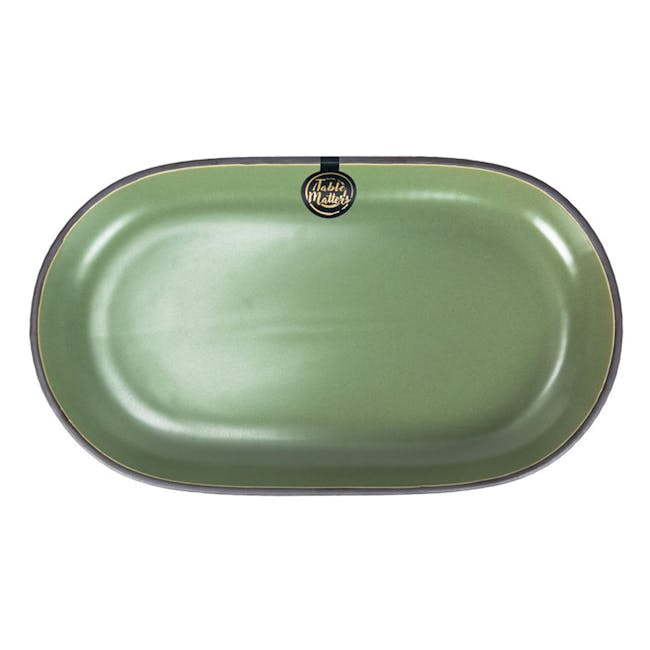 Table Matters Tove Olive 12 inch Oval Shaped Plate - 0