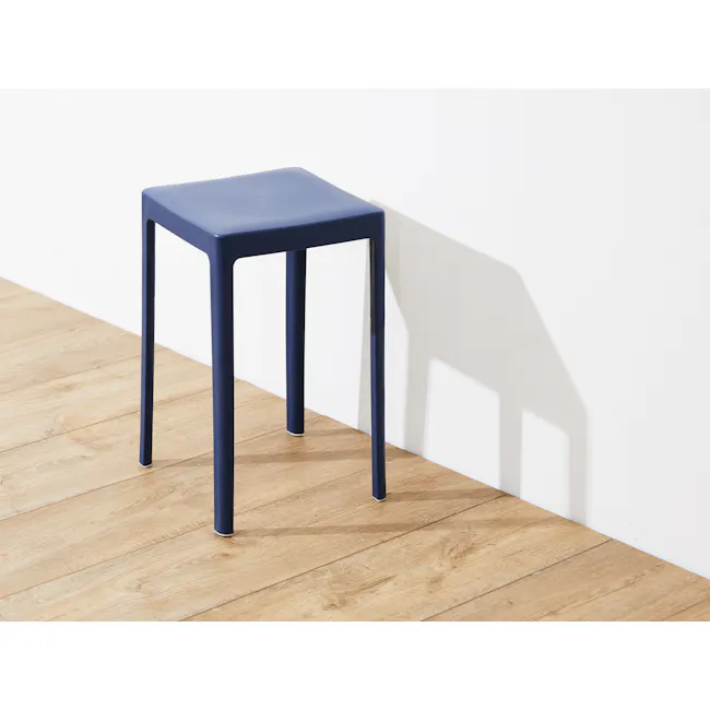 Etta Stackable Stool - Midnight Blue - 3 - Blue stool, minimalist design, wooden floor, modern style, simple structure
