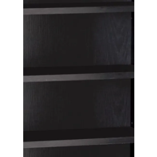 Harvey 2 Door Shoe Cabinet - Black, Grey - 5 - Wooden shelf with clean lines, Dark wood shelving unit, Vertical wooden