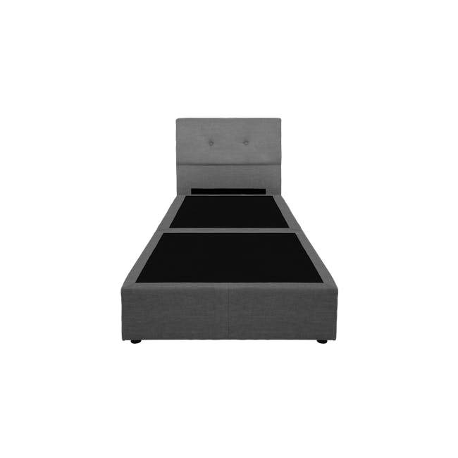 ESSENTIALS Single Headboard Box Bed - Smoke (Fabric) - 1