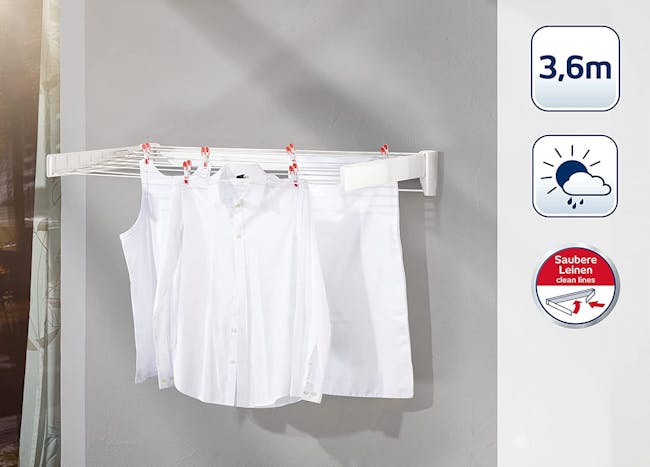 Leifheit Telegant 36 Protect Plus Wall Clothes Drying Rack - 4