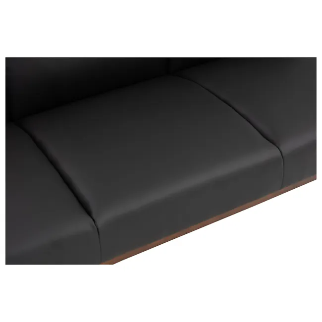 Mendo 2 Seater Sofa - Espresso (Faux Leather) - 9 - Black leather sofa, sleek design, minimalist style, modern furniture