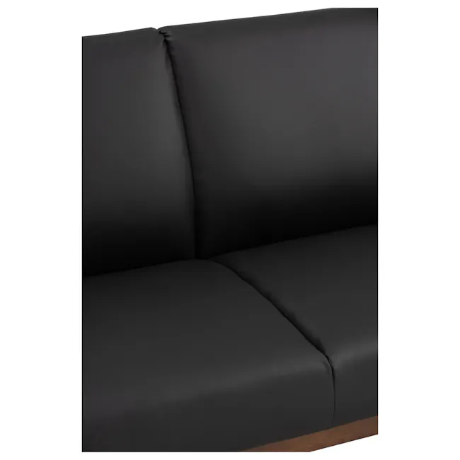 Mendo 3 Seater Sofa - Espresso (Faux Leather) - 4 - Black leather sofa, sleek design, smooth texture, high-quality