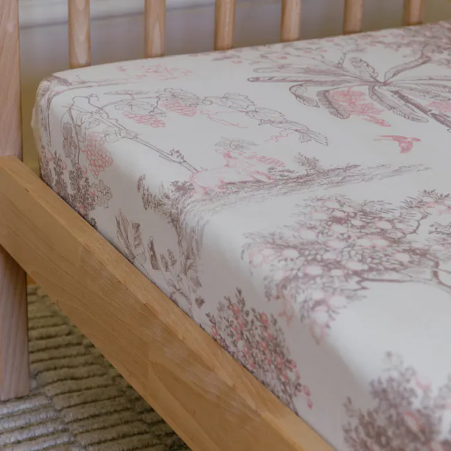 House of Holly Bamboo Crib Sheet - Fruit Toile (Strawberry) - 2