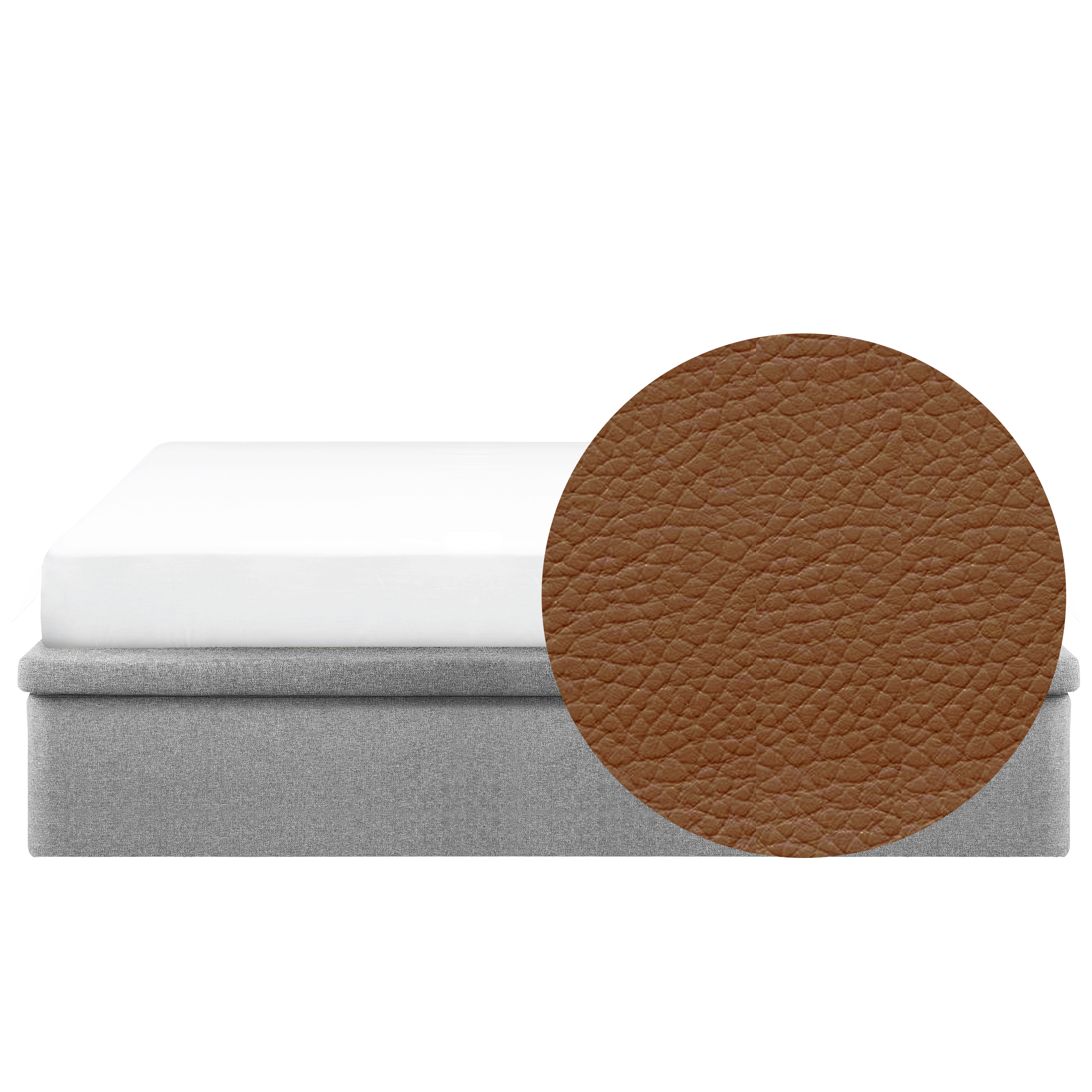 ESSENTIALS King Storage Bed - Tan (Faux leather)