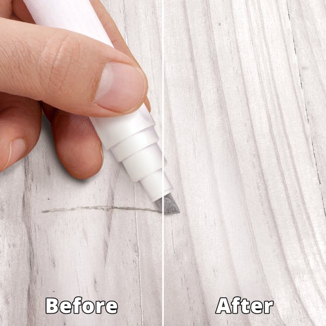 Rejuvenate Wood Repair Markers for Furniture & Floor - White & Grey - 2 - Before, After, hand, pen, drawing, wood texture
