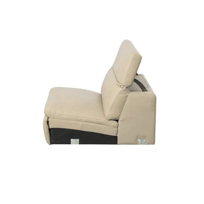 Clyde 4 Seater Power Recliner Sofa - Ivory (Top Grain Leather) - Zero Wall - 29 - Luxurious beige leather recliner with