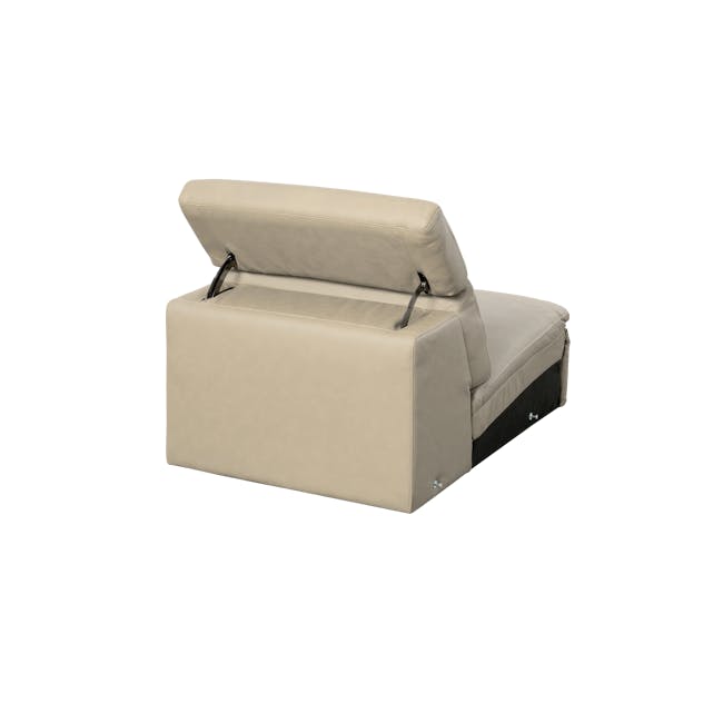 Clyde 4 Seater Power Recliner Sofa - Ivory (Top Grain Leather) - Zero Wall - 31 - Beige upholstered sofa with black metal