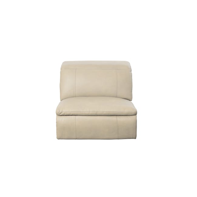 Clyde Armless Unit - Ivory (Genuine Leather) - 1 - Lime green leather sofa, minimalist design, neutral color palette