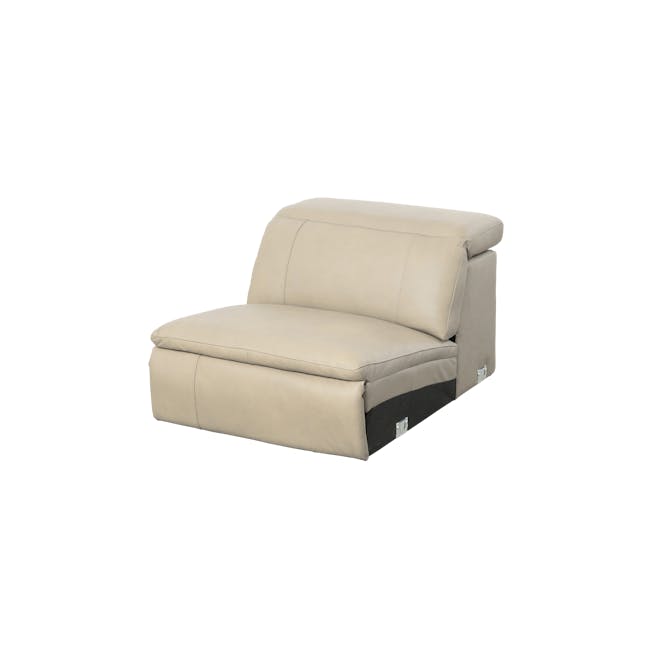 Clyde Armless Unit - Ivory (Genuine Leather) - 2 - Lime green leather sofa, modern design, comfortable seating, beige