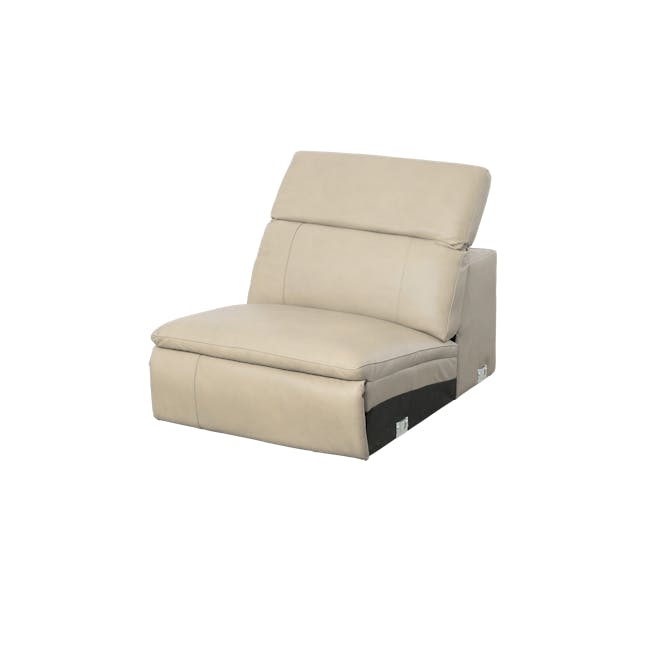 Clyde Armless Unit - Ivory (Genuine Leather) - 3 - Lime green leather recliner, modern design, comfortable seating, beige