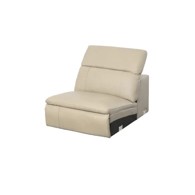 Clyde Armless Unit - Ivory (Top Grain Leather) - 3 - Lime green leather recliner, modern design, comfortable seating, beige