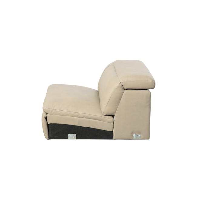 Clyde Armless Unit - Ivory (Genuine Leather) - 4 - Lime green leather sofa, beige cushion, black accent, modern design