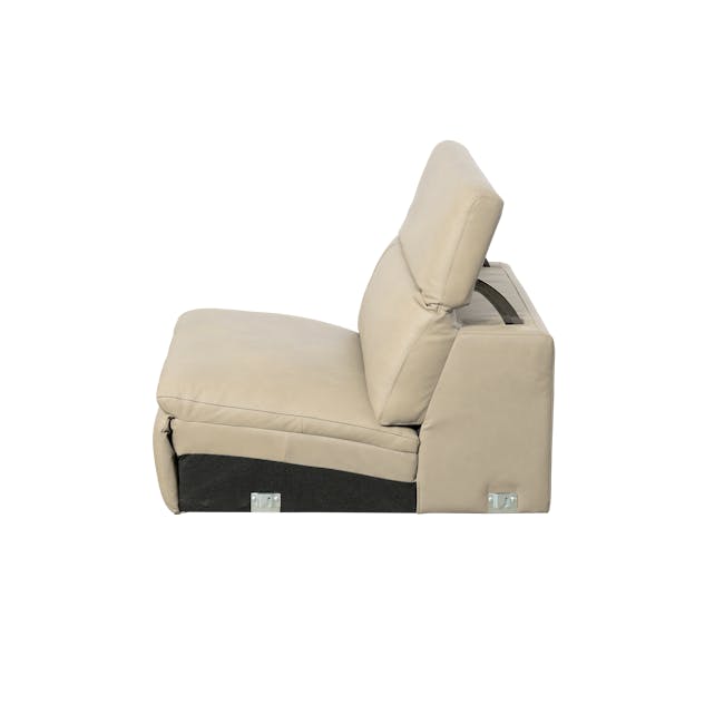Clyde Armless Unit - Ivory (Genuine Leather) - 5 - Luxurious beige leather recliner with black accent, modern design