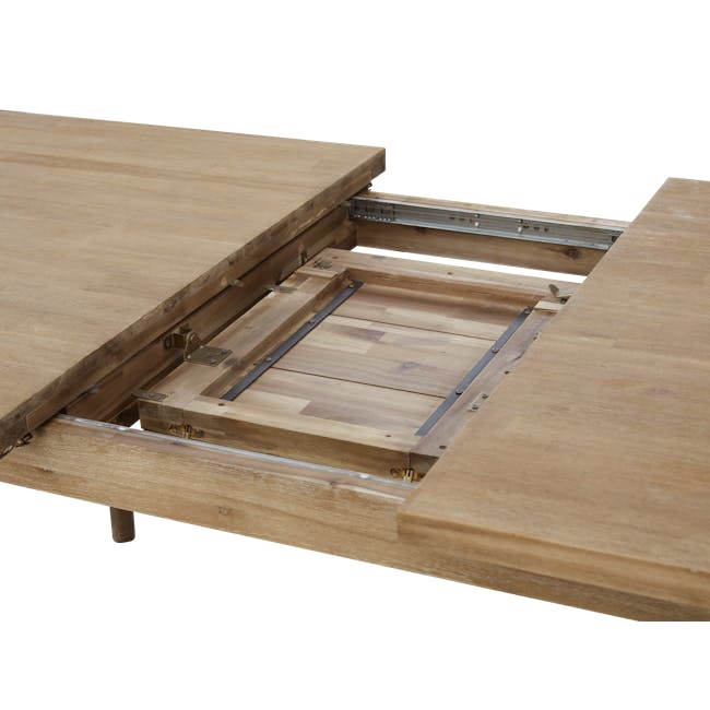 Todd Extendable Dining Table 1.6m-2m with 4 Todd Cushioned Dining Chairs - 12 - Wooden table with metal drawer, sturdy