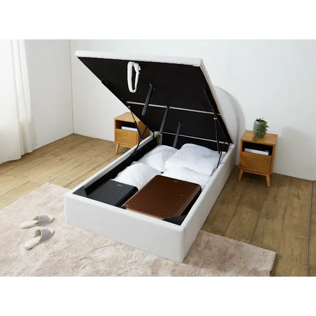 Aspen Super Single Storage Bed - Cloud White - 2 - Modern bedroom interior, minimalist design, white and black color scheme