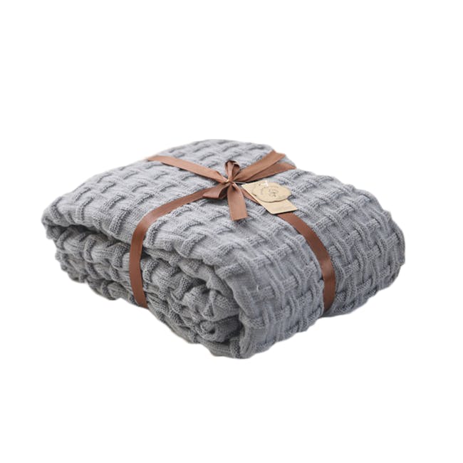 Camille Knitted Throw Blanket 110 x 175 cm - Grey - 0