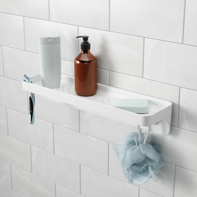 Flex Gel Lock Bathroom Shelf  - White - 4
